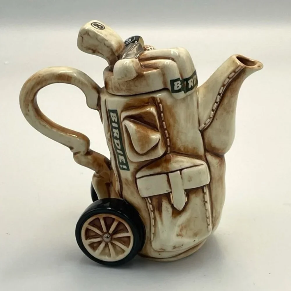 Vintage Paul Cardew Golf Trolley Bag Teapot‎ 1 cup Novelty Retro Golfer Links